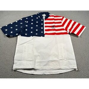 Barstool Golf Windbreaker Jacket Men Medium White USA Flag Patriotic Quarter Zip